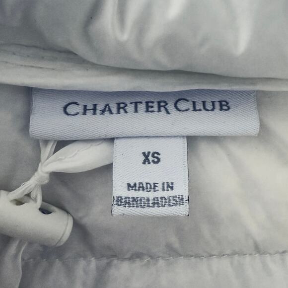 Charter Club White Down Puffer Coat Packable Hooded Jacket Pockets Womens Sz XS - Picture 5 of 8
